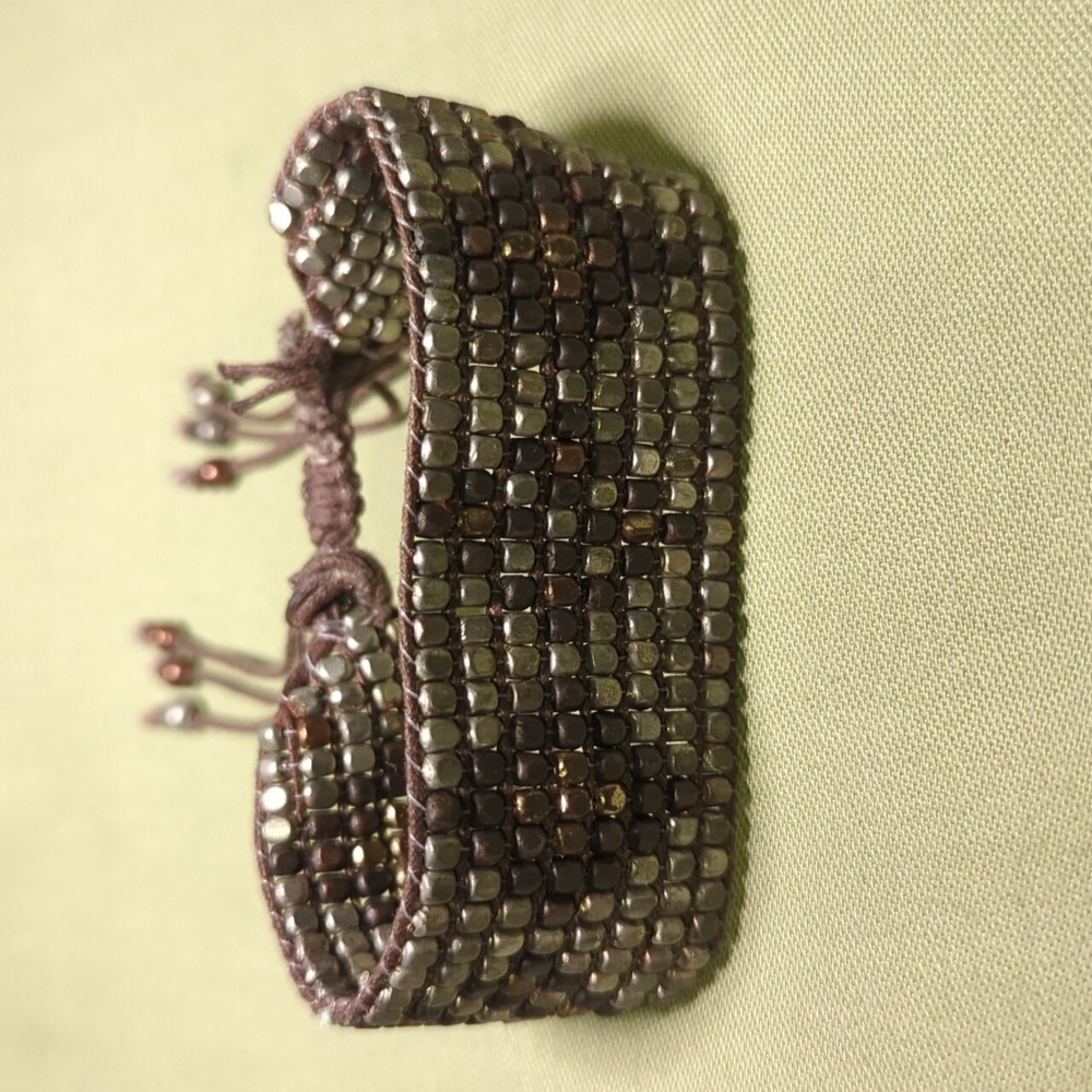 Vintage handwoven glass bead bracelet